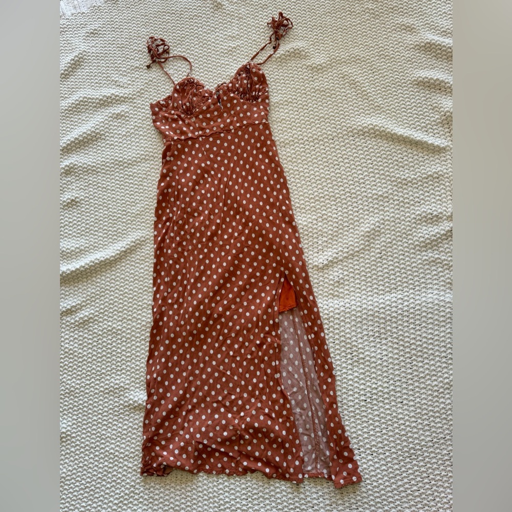 Seven Wonder Orange Polka Dot Maxi Dress